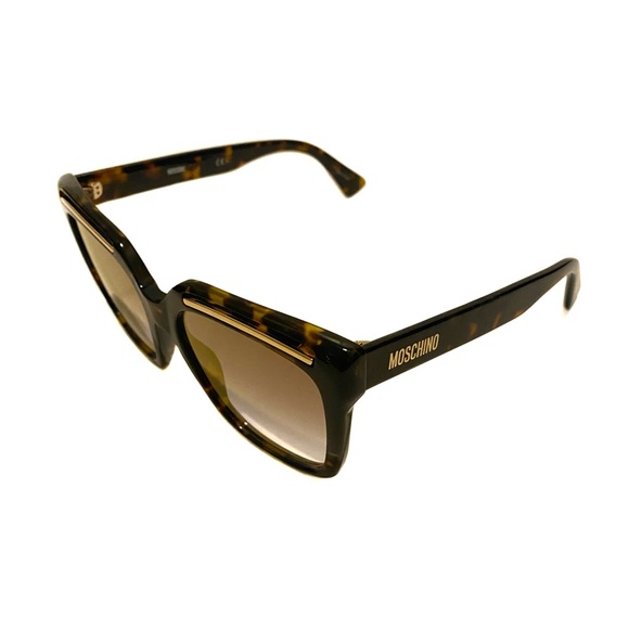 MOSCHINO Brown Tortoise Gold Butterfly Sunglasses NWT - Picture 3 of 13
